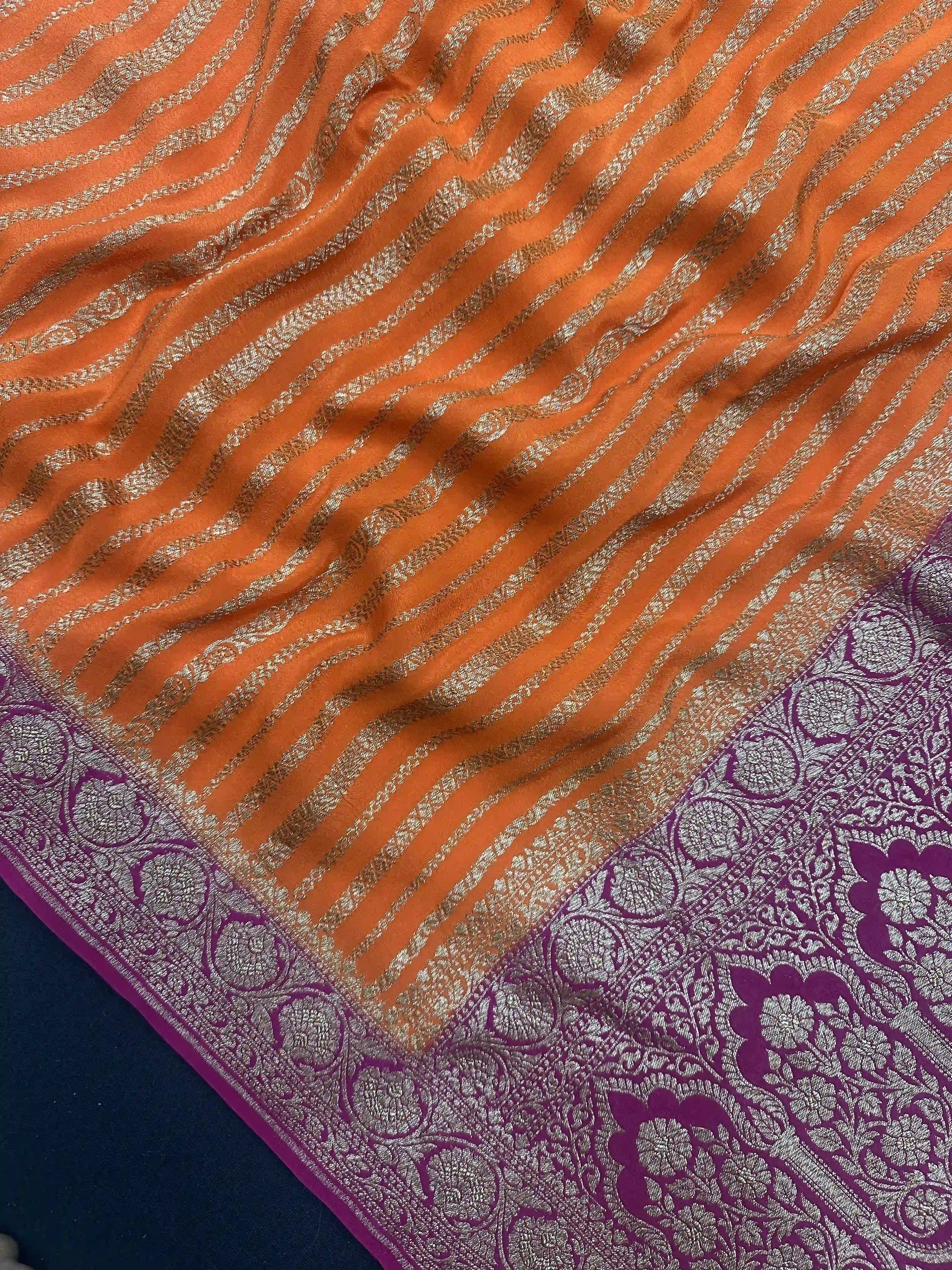 Elegant Pure Banarasi Crepe Silk Saree – Ideal for Weddings and Festive Occasions