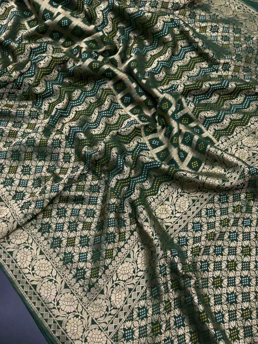 Pure Viscose Bandhani Banarasi Silk Saree