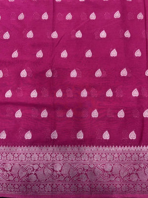 Sleek Chiffon Semi Banarasi Saree For Ethinic Wear-(3D insta shine)