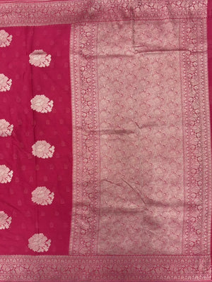 Sleek Chiffon Semi Banarasi Saree For Ethinic Wear-(3D insta shine)