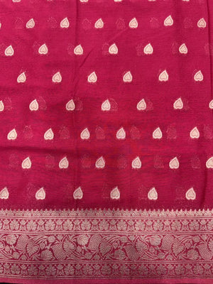 Sleek Chiffon Semi Banarasi Saree For Ethinic Wear-(3D insta shine)