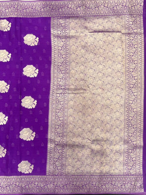 Sleek Chiffon Semi Banarasi Saree For Ethinic Wear-(3D insta shine)