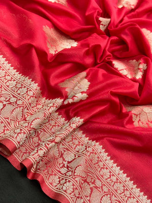 Sleek Chiffon Semi Banarasi Saree For Ethinic Wear-(3D insta shine)