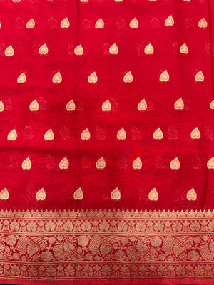 Sleek Chiffon Semi Banarasi Saree For Ethinic Wear-(3D insta shine)