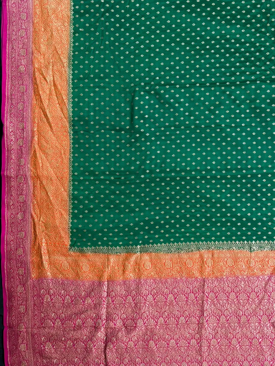 Designer 3D Pattern Pure Banarasi Crepe Silk Saree
