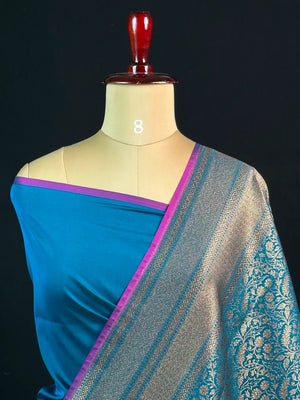 Semi Banarasi Silk Saree-BANARASI BROCADE OFF