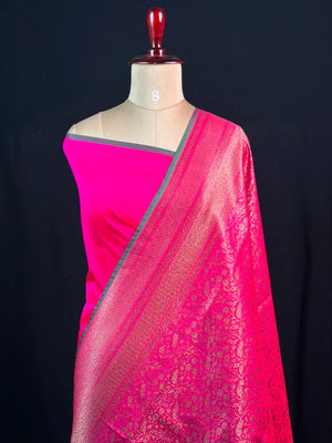 Semi Banarasi Silk Saree-BANARASI BROCADE OFF
