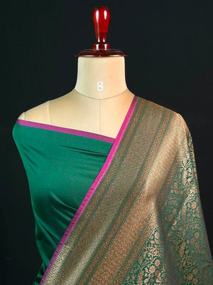 Semi Banarasi Silk Saree-BANARASI BROCADE OFF