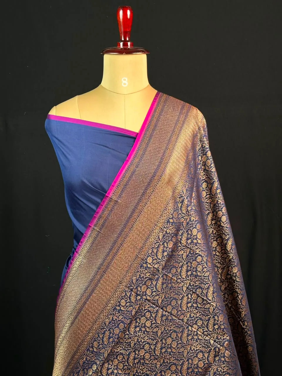 Semi Banarasi Silk Saree-BANARASI BROCADE OFF