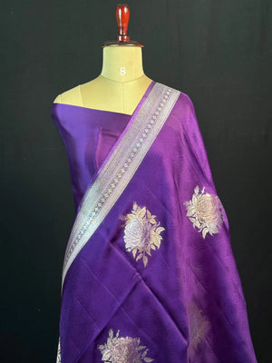 Soft Banarasi Gen Fold Silk Self Saree