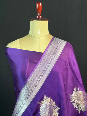 Soft Banarasi Gen Fold Silk Self Saree