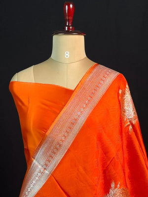 Soft Banarasi Gen Fold Silk Self Saree
