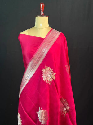 Soft Banarasi Gen Fold Silk Self Saree