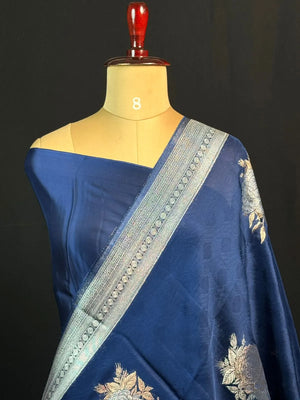 Soft Banarasi Gen Fold Silk Self Saree