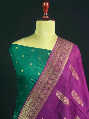 Semi Raw Silk Chanderi Saree with Elegant Piping Border