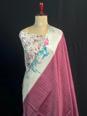 Elegant Tasar Silk Saree – Designer Border Style