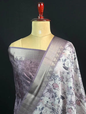 Ethnic Wear Semi Tussar Silk Saree with Timeless Floral Design