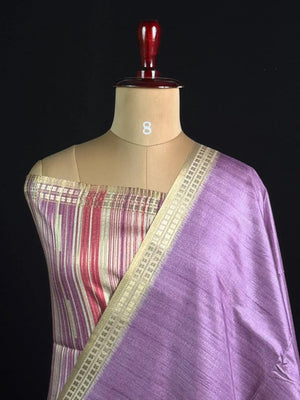 Elegant Semi Tussar Silk Saree with Classic Woven Border