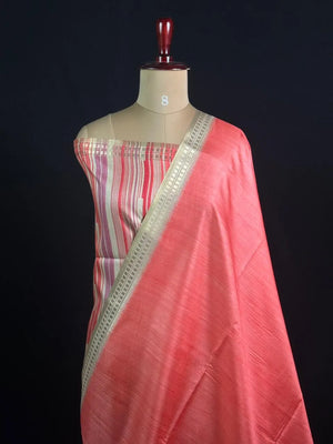 Elegant Semi Tussar Silk Saree with Classic Woven Border