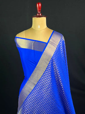 Pure Benny Crepe Silk Saree with Rich Woven Zari Brocade