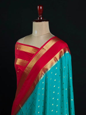 Semi Mysore Silk Zari Butti & Contrast Border