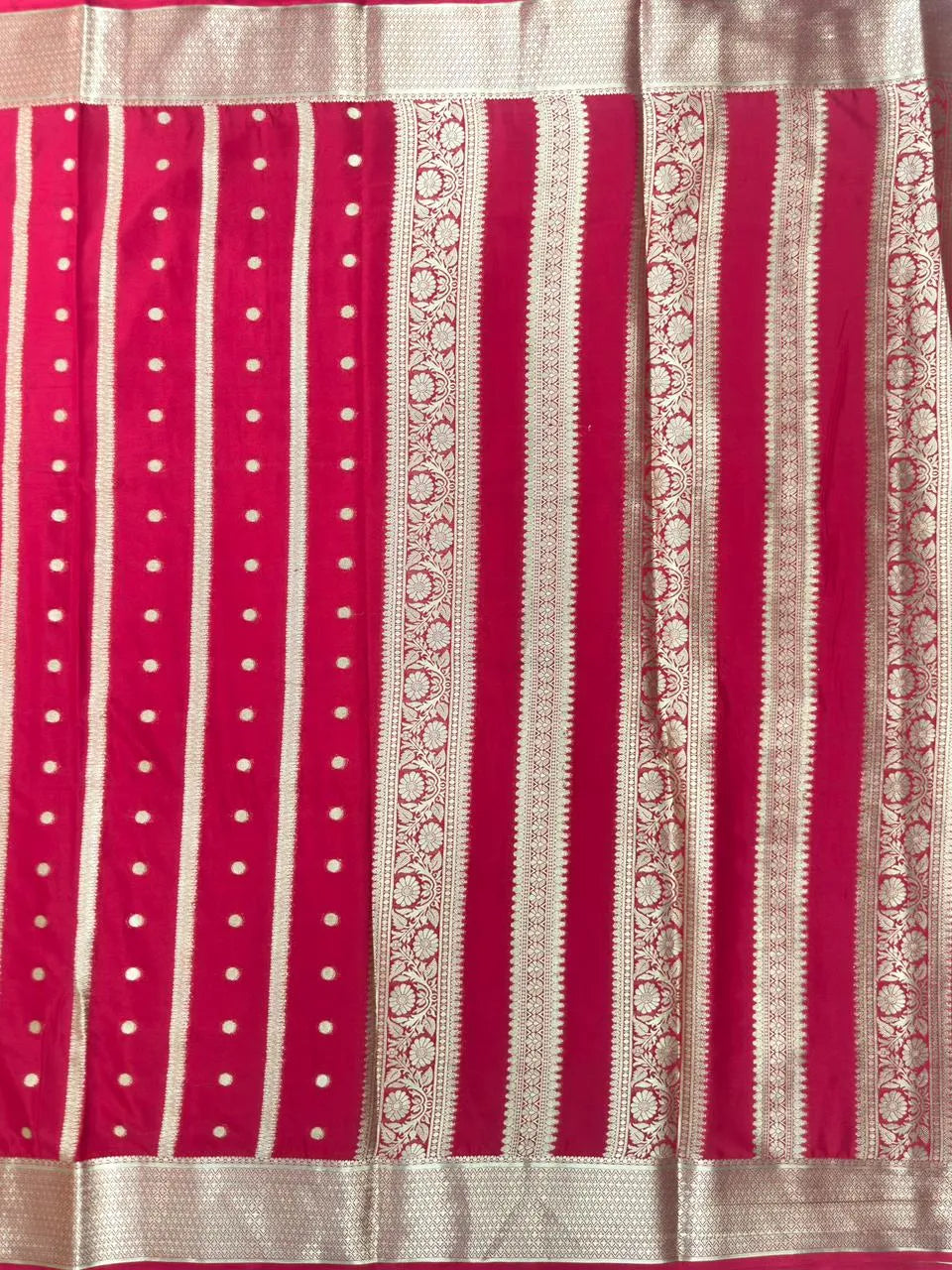 Premium Semi Mysore Crepe Saree with Elegant Weaving Design (Chiffon Stripe)