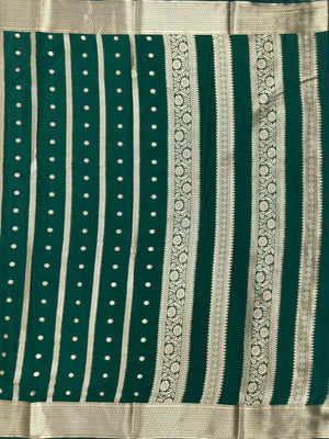 Premium Semi Mysore Crepe Saree with Elegant Weaving Design (Chiffon Stripe)