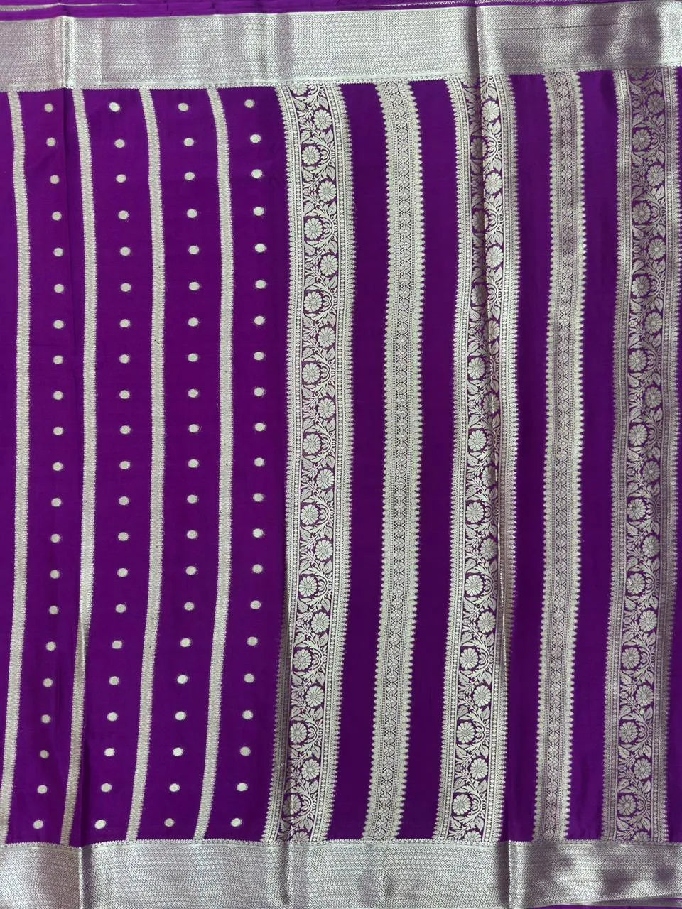 Premium Semi Mysore Crepe Saree with Elegant Weaving Design (Chiffon Stripe)