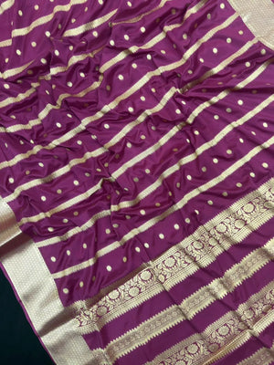 Premium Semi Mysore Crepe Saree with Elegant Weaving Design (Chiffon Stripe)