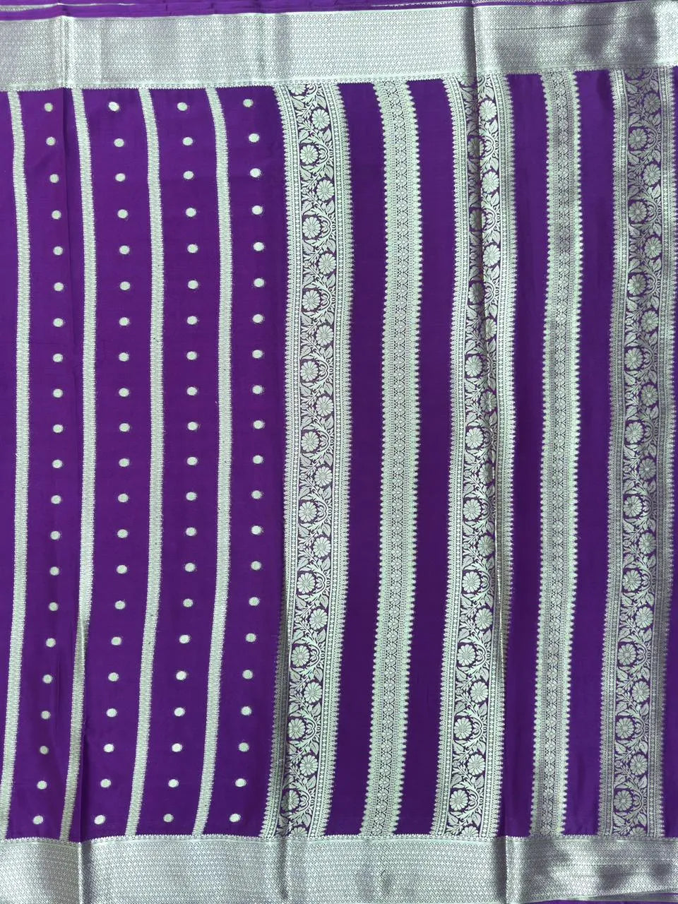 Premium Semi Mysore Crepe Saree with Elegant Weaving Design (Chiffon Stripe)