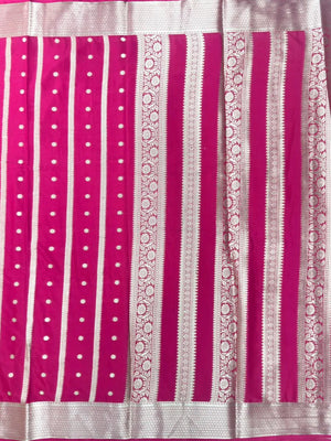 Premium Semi Mysore Crepe Saree with Elegant Weaving Design (Chiffon Stripe)