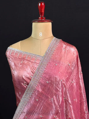 Party Wear Smooth Paper Silk Saree- Crush Embroidery