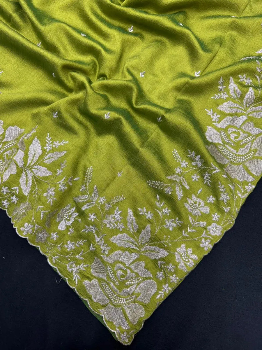 Lightweight Soft Tussar Saree for Everyday Sophistication - Cutwork Crepe