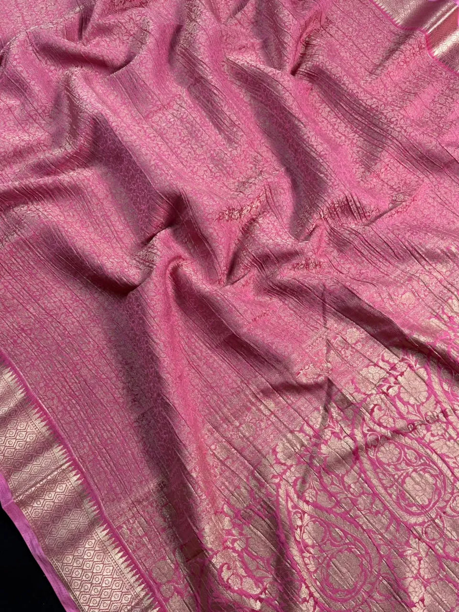 Crush Crepe Silk Saree with Zari Work