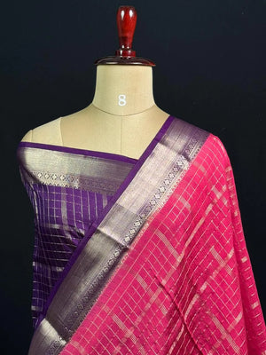 Semi Musk Silk Saree with Zari Border