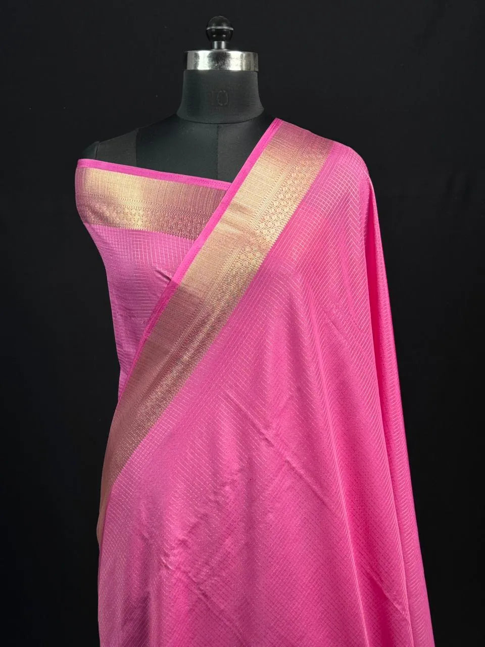 Latest Collection Semi Crepe Silk Saree with Classic Checks
