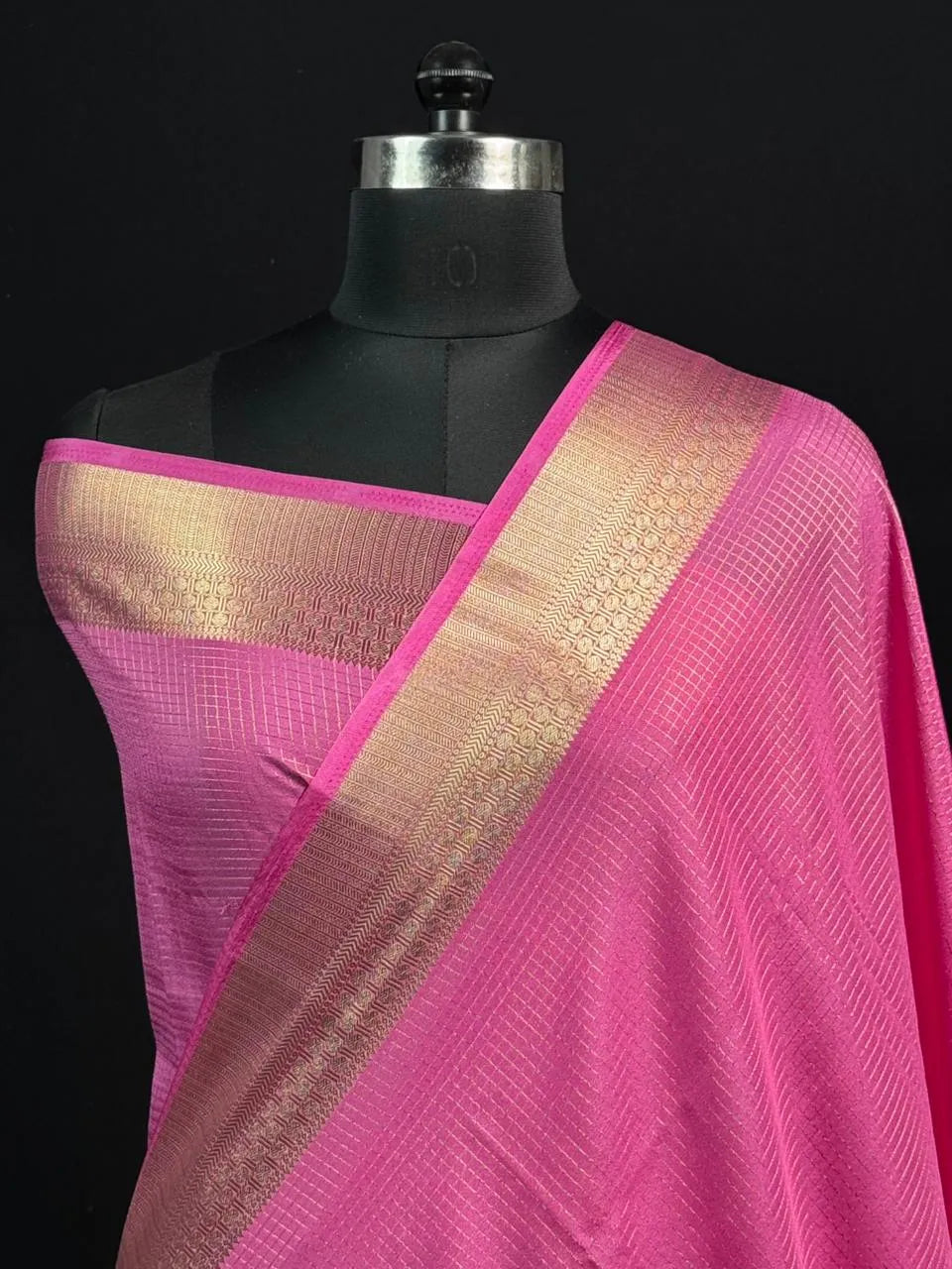 Latest Collection Semi Crepe Silk Saree with Classic Checks