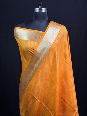 Latest Collection Semi Crepe Silk Saree with Classic Checks
