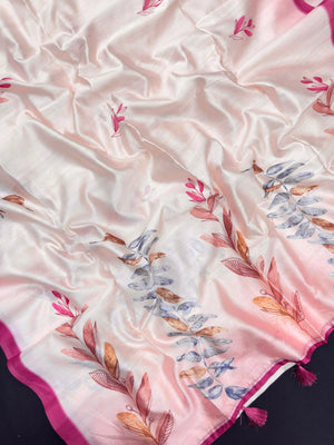 Handcrafted Tussar Silk Saree – Ethnic Indian Collection (Floral Silk)