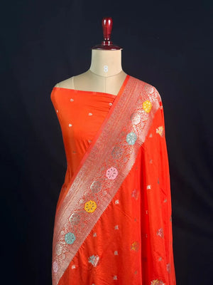 Floral Buta Woven Georgette Semi-Banarasi Saree