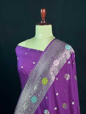 Floral Buta Woven Georgette Semi-Banarasi Saree