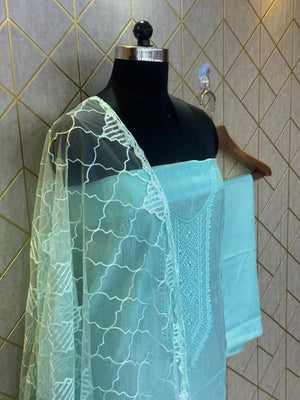 Ethereal Tradition – Pure Raw Silk Unstitched Ensemble