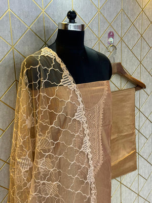 Ethereal Tradition – Pure Raw Silk Unstitched Ensemble