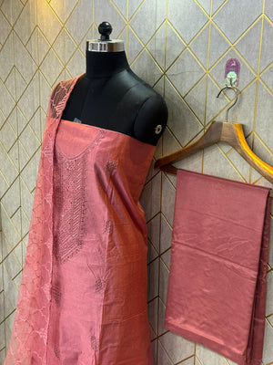 Ethereal Tradition – Pure Raw Silk Unstitched Ensemble