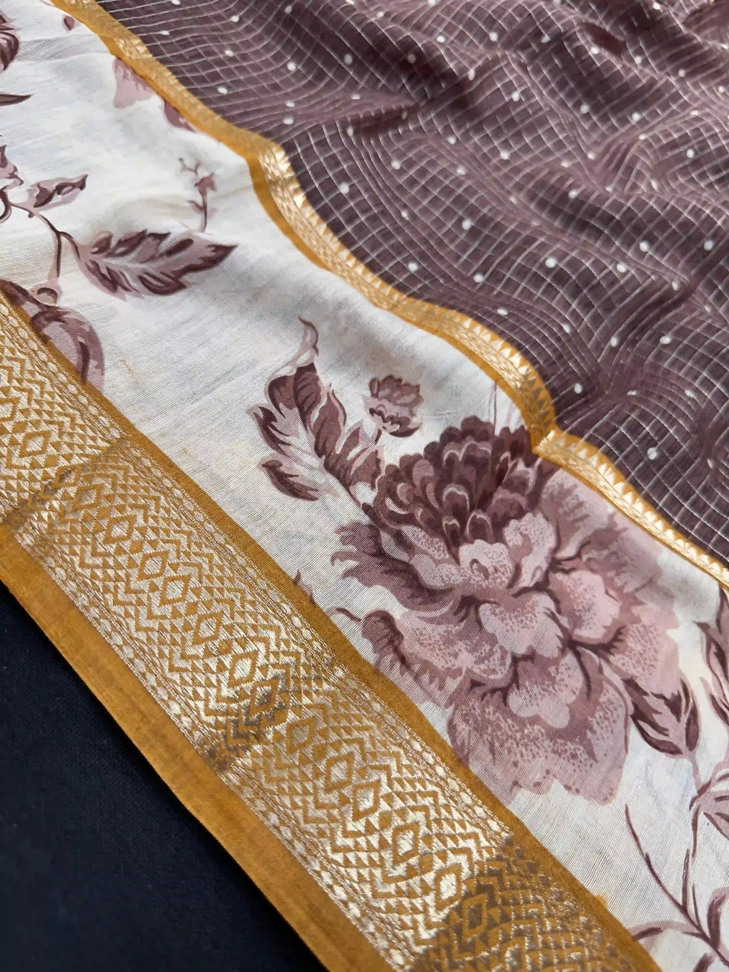 Musk Banarasi Malai Cotton Silk Saree- Gulab Sico