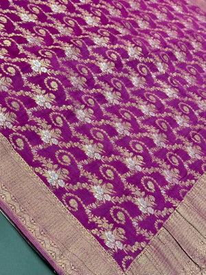 Purple Color Floral Zari Georgette Silk Saree