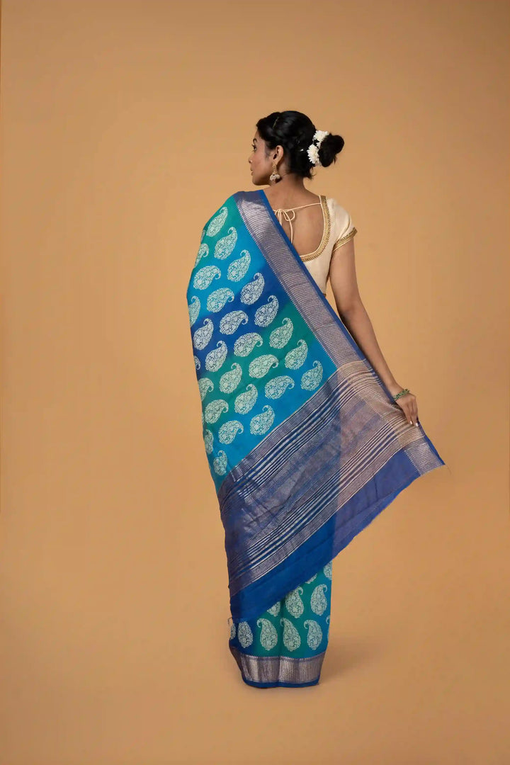 Banarasi Malai Cotton Silk in Shibori Print