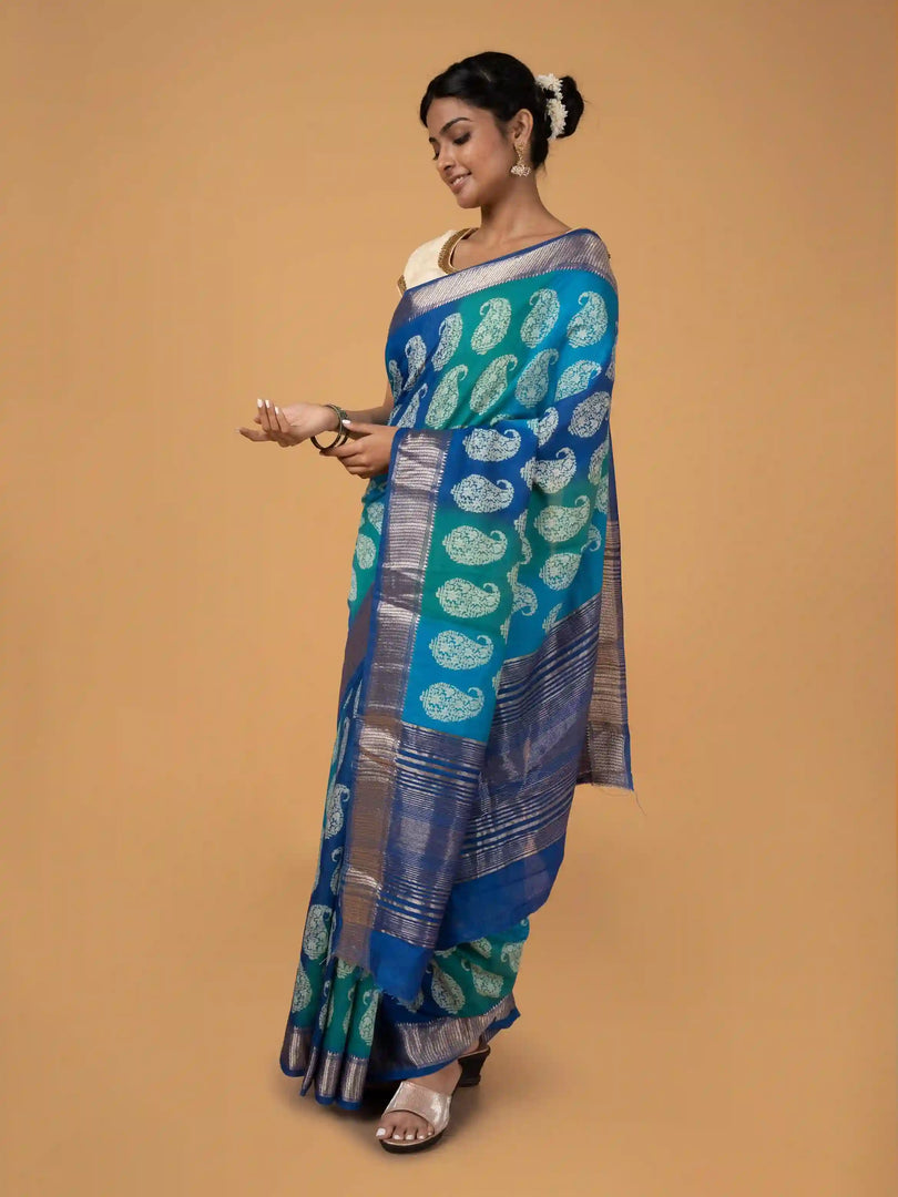 Banarasi Malai Cotton Silk in Shibori Print