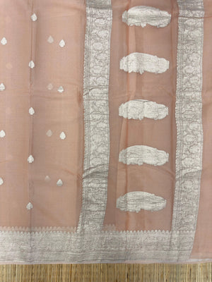 Banarasi Pure Khaddi Chiffon Saree-Self