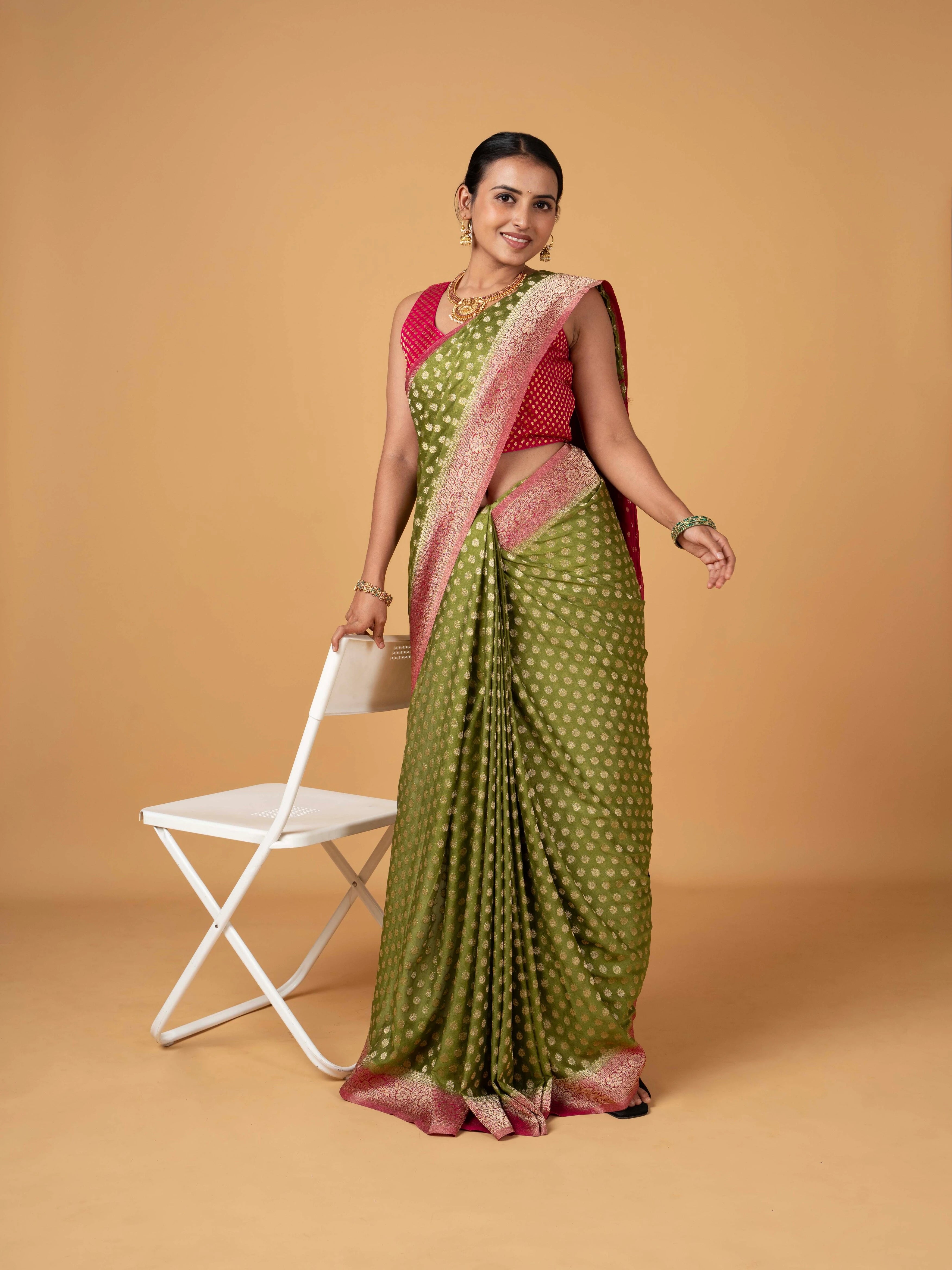 Banarasi Semi Khaddi Butti Georgette Saree